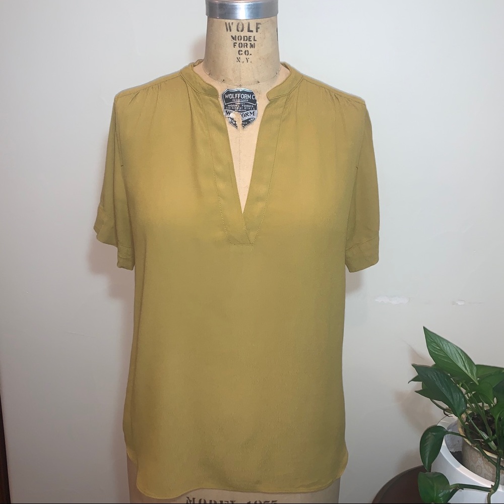 J. Crew Drapey Band-Collar Shirt Bronzed Olive M